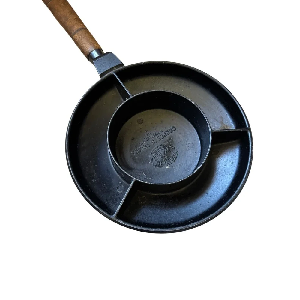 Nordic Ware Crepes N Things Pan Unisex 8 inch Cast Aluminum Wood Handle Vintage